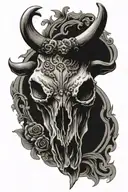 punchy western bull skull tattoo design idea