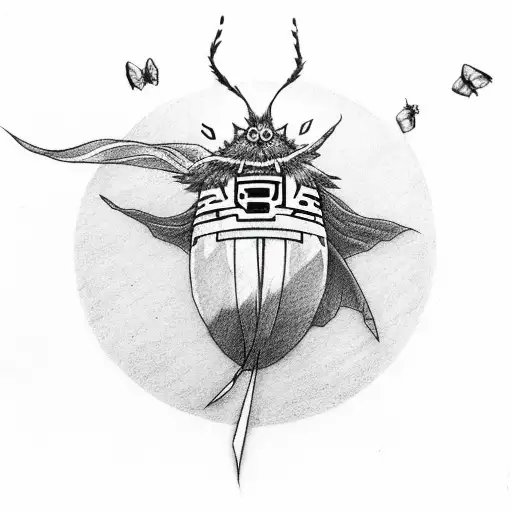 itachi from Naruto, with the moth in last of us, lord of the rings ring and garru from mass effect blended  tattoo design idea