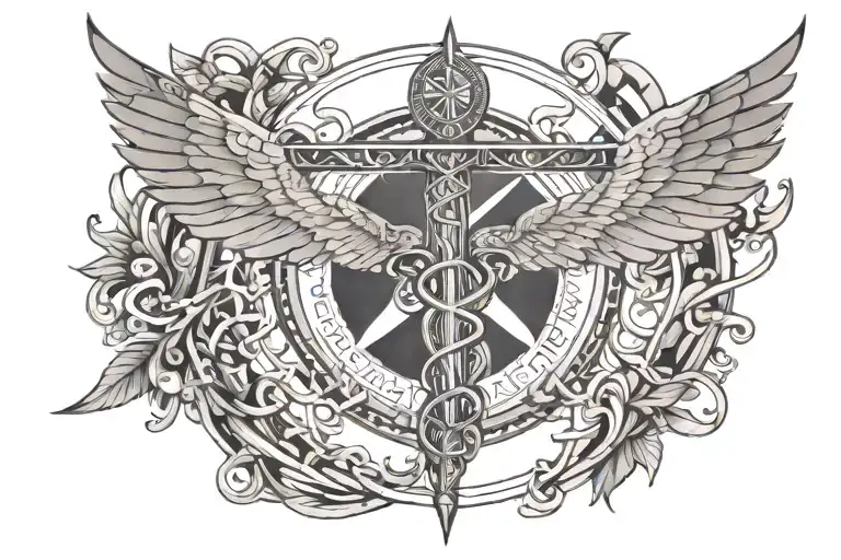 caduceus Hermes staff tattoo design idea