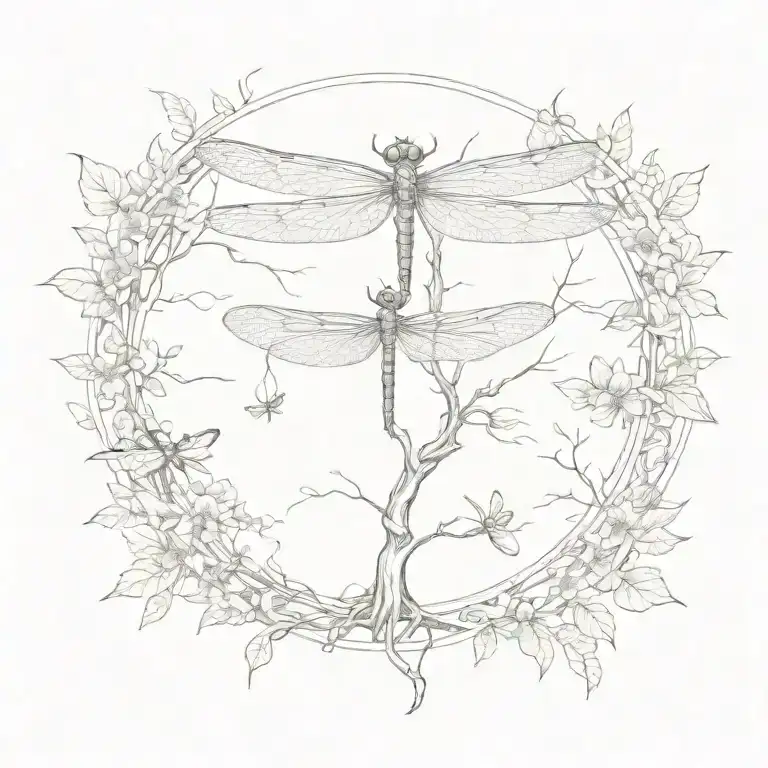 dragonfly tree of life tattoo design idea