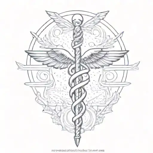 caduceus dna strand double helix tattoo design idea