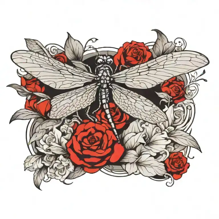 dragonfly perched tattoo design idea