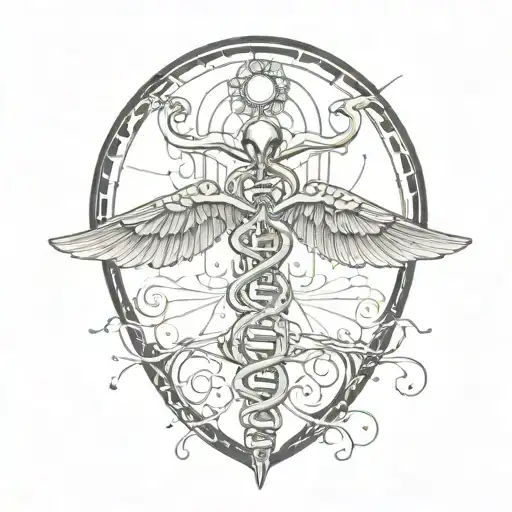 pineal gland caduceus dna intertwined tattoo design idea