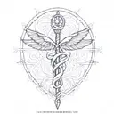 caduceus dna strand double helix tattoo design idea