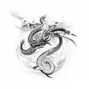 fire, serpent, bow and arrow, gods hands, open door tattoo design idea