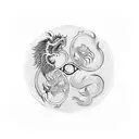 chinese dragon intertwined with scottish lion in yin yang tattoo design idea