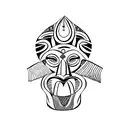 African tribal mask with a stoic expression tattoo design idea