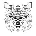 African tribal mask with a stoic expression tattoo design idea