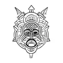 African tribal mask with a stoic expression tattoo design idea