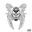 African tribal mask with a stoic expression tattoo design idea