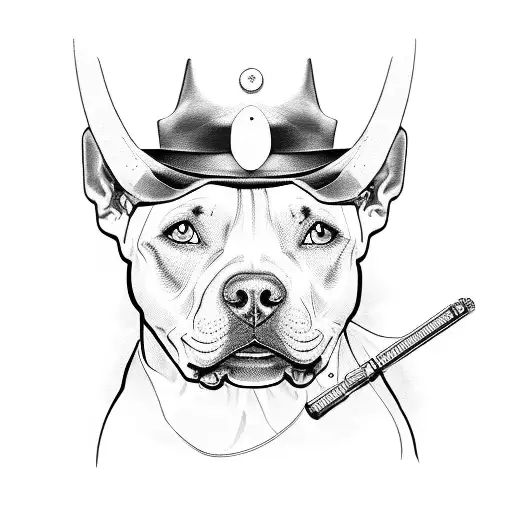 gangsta pitbull with choker, guns, roses, money, cash, knuckle dusters and playing cards  tattoo design idea