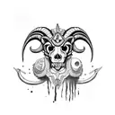 A fierce Aries ram with a skull motif and a shadowy, drugged-out vibe tattoo design idea