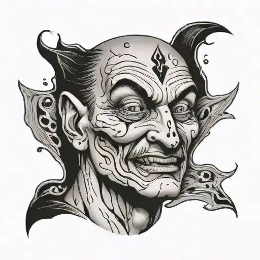 A mans face half crying half smiling   tattoo design idea