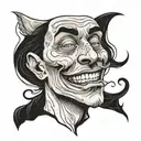 A mans face half crying half smiling   tattoo design idea