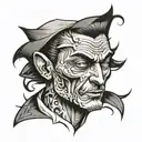 A mans face half crying half smiling   tattoo design idea