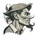 A mans face half crying half smiling   tattoo design idea