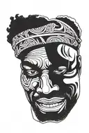 cry black man face with a half smiling mask on  tattoo design idea
