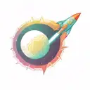 colorful retro spacehip exiting a wormhole interstellar tattoo design idea
