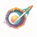colorful retro spacehip exiting a wormhole interstellar tattoo design idea