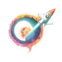 colorful retro spacehip exiting a wormhole interstellar tattoo design idea