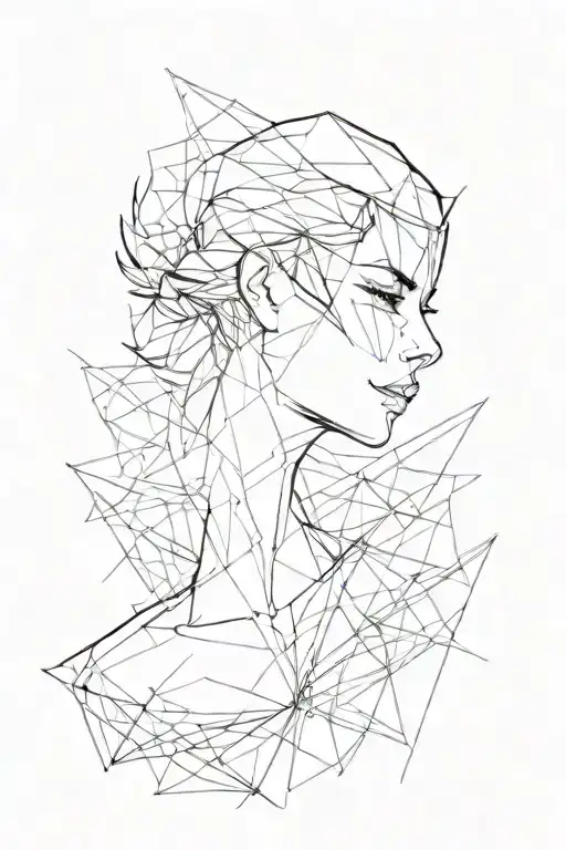 abstract lines on the shoulder and collarbone tattoo design idea