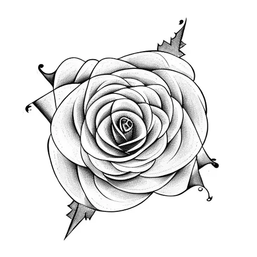 Celtic balance symbol with rose with stem and leaves  tattoo design idea