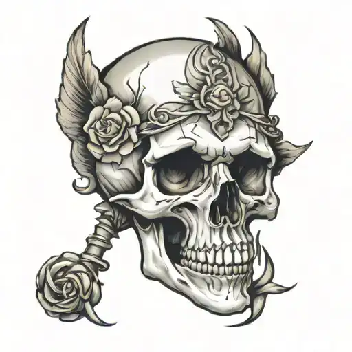 skull soft shading tattoo design idea