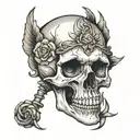 skull soft shading tattoo design idea