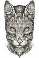 cat skull tattoo design idea