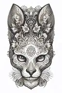 cat skull tattoo design idea