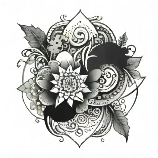 An intricate water-themed mandala incorporating elements of the beach and sea, representing the client's fondness for water and the ocean tattoo design idea