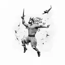 Man flying on a unicorn tattoo design idea