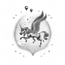 Man flying on a unicorn tattoo design idea