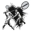 A dynamic tattoo design combining elements of badminton, kickboxing, and jiu-jitsu in a cohesive and visually striking way tattoo design idea