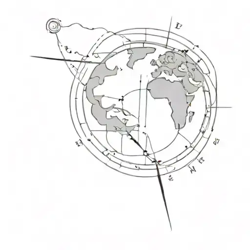 compass with globe inside tattoo design idea