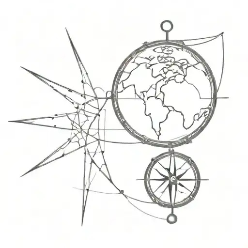 compass with globe inside tattoo design idea