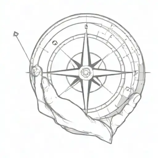 compass with globe inside being held by hand  tattoo design idea
