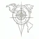 compass with globe inside tattoo design idea