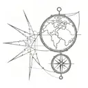 compass with globe inside tattoo design idea