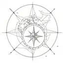 compass with globe inside tattoo design idea