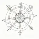 compass with globe inside tattoo design idea