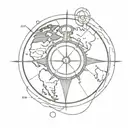 compass with globe inside being held by hand  tattoo design idea