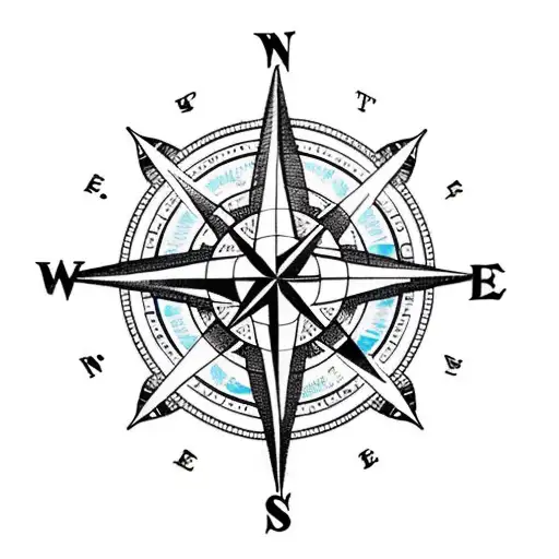 compass rose with gaff rig tattoo design idea