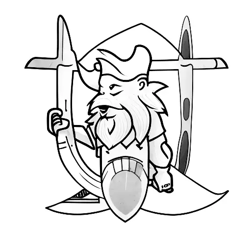 A minimalist tattoo of a mercenary holding a surfboard as a weapon tattoo design idea