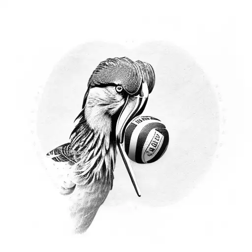 Shoebill with volleyball tattoo design idea