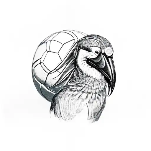 Shoebill with volleyball tattoo design idea