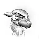 Shoebill with volleyball tattoo design idea