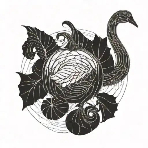 pumpkin, swan, word oma, tattoo design idea