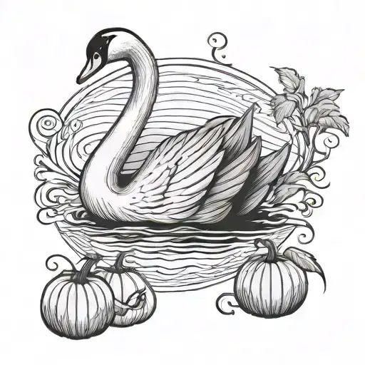 swan in a pumpkin tattoo design idea