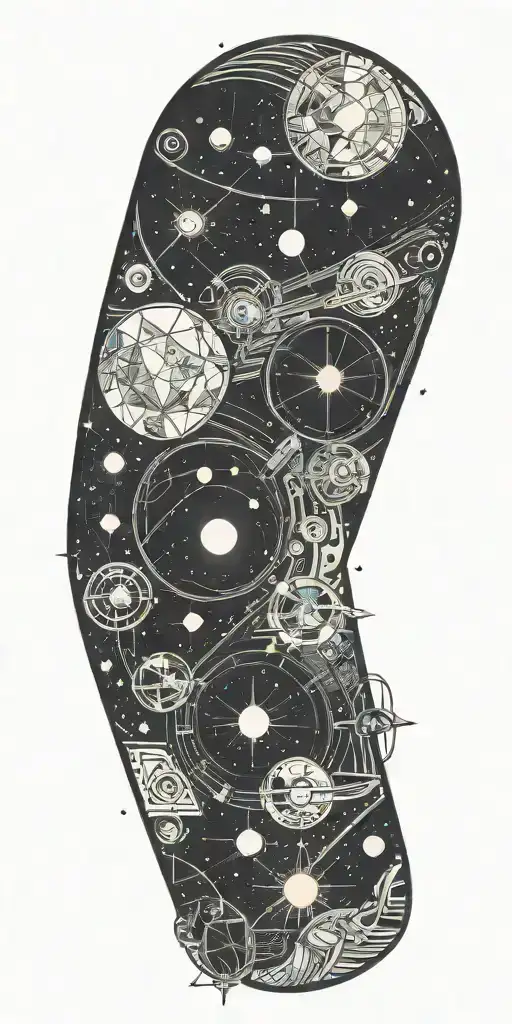 space themed tattoo, only stars and planets  tattoo design idea